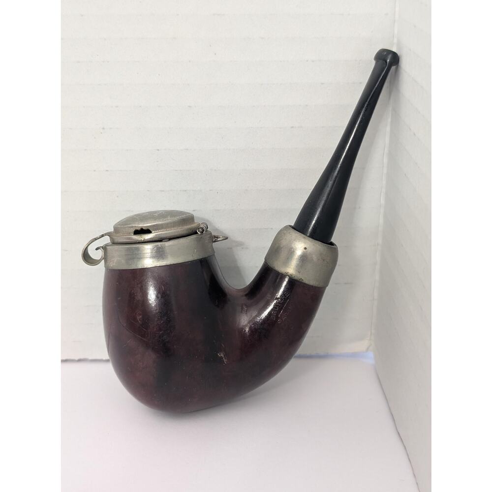 Vintage Bruyere Garantie Lidded Tobacco Pipe Wind Cap Bent Billiard